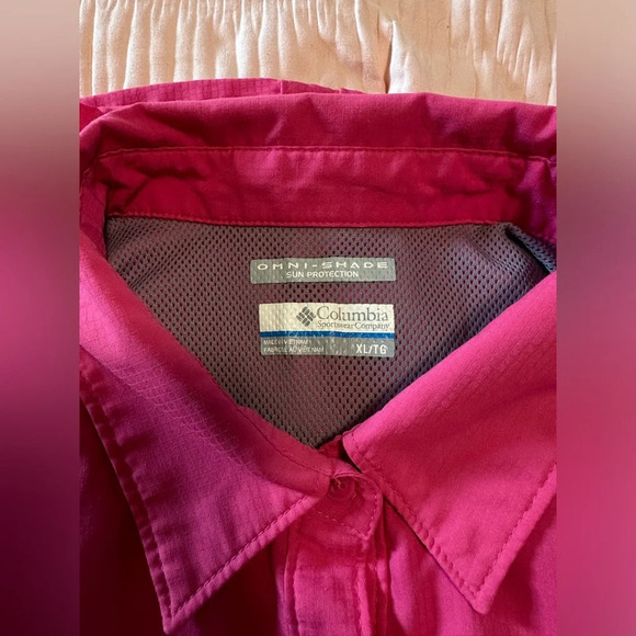 Columbia Omni Shade Tamiami button Up Shirt Vented FL7277 Pink Womens XL #1284 - Picture 9 of 13